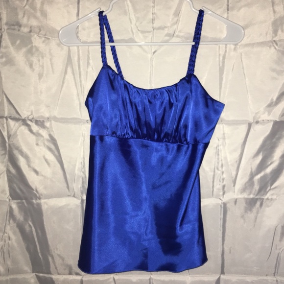 blue satin cami top